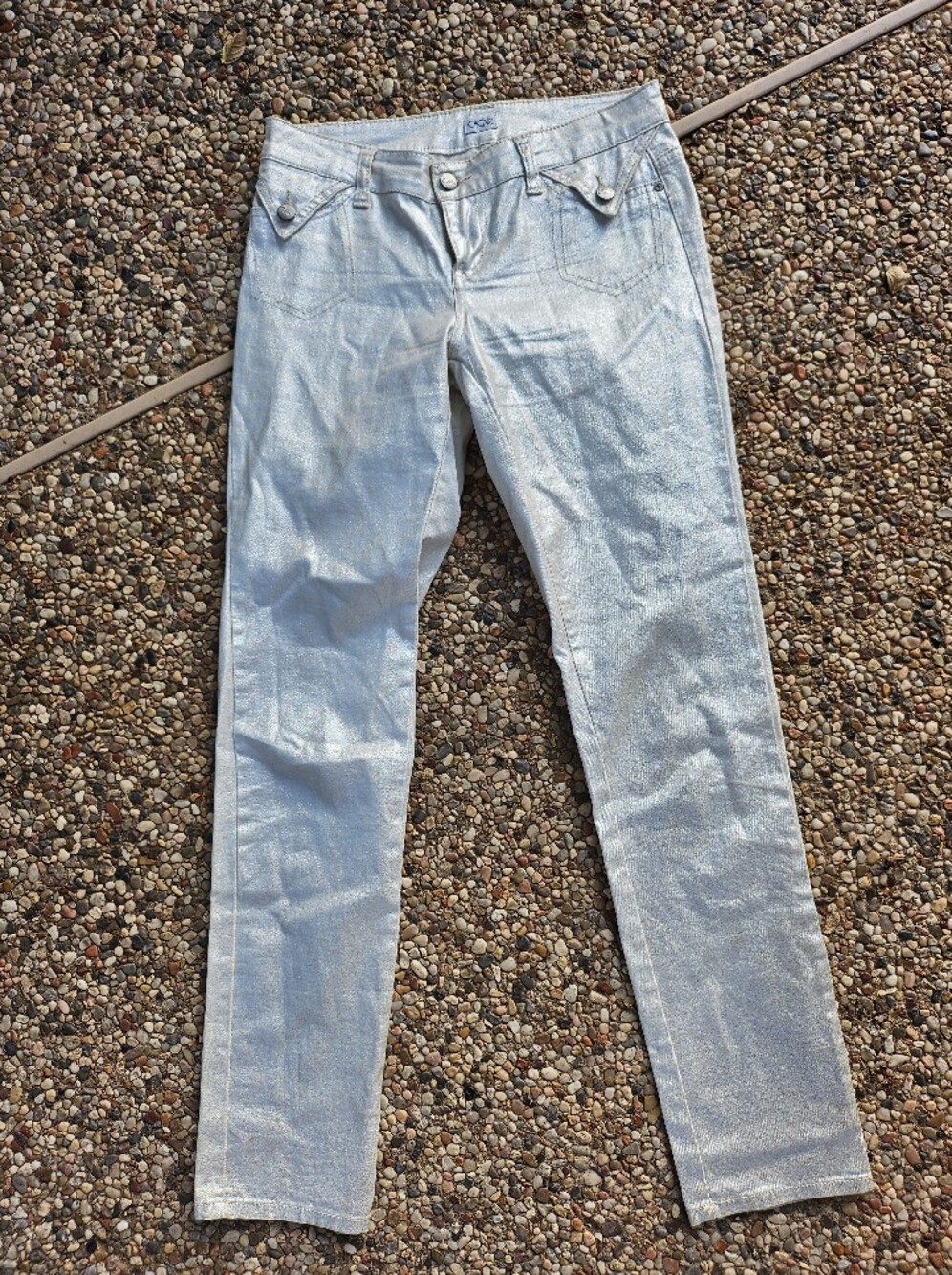 Vintage Cache Light Silvery White Straight Leg Sexy Jeans 2 Light Stains